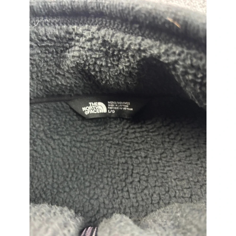 The North Face Fleece Jacket Mens Large Gray Logo Full Zip Mock Neck